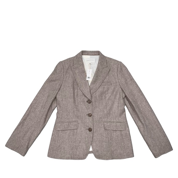 NEW Banana Republic Tan Cashmere & Wool Blend 3 Button Blazer Women’s size 12 - Picture 1 of 9